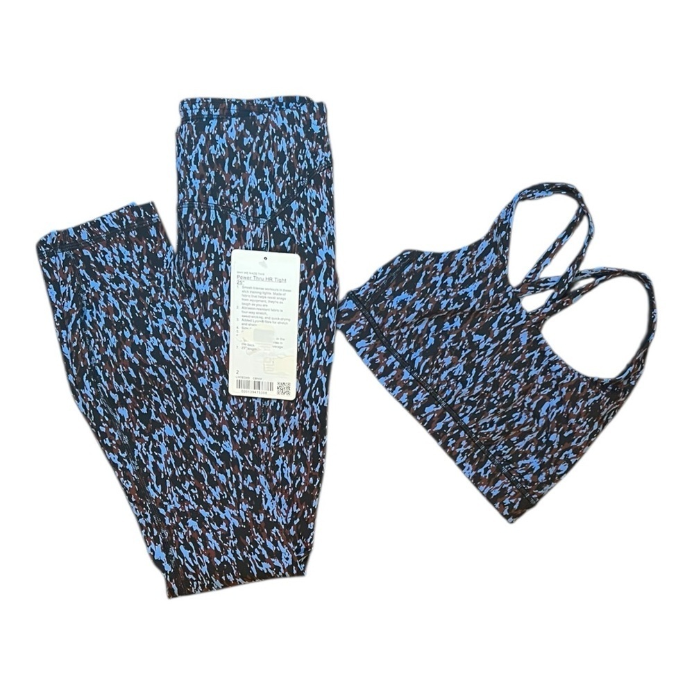 Lululemon Power Thru High-Rise Tight 25”Leopard Camo Blue Nile MultiSize 2 (Set)
